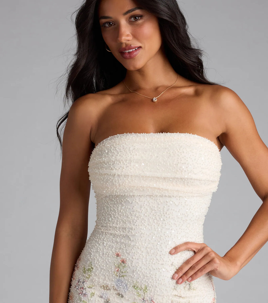 Windsor Felicia Women's Floral Beaded Mini Dress