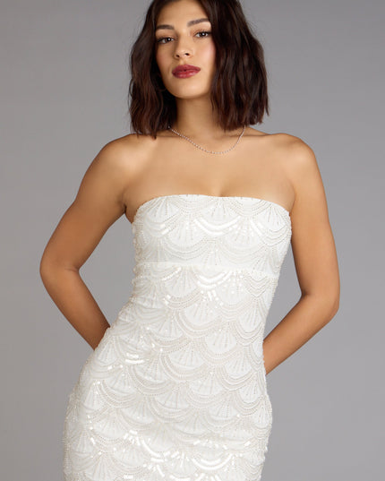 Windsor Lilah Women's Beaded Scallop Mini Dress