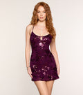 Windsor Naya Women's Floral Sequin Lace-Up Mini Dress