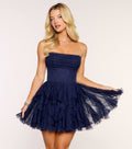 Windsor Ansley Women's Glitter Mesh Lace-Up Mini Dress