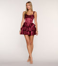 Windsor Fiora Women's Satin Jacquard A-Line Mini Dress