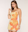 Windsor Keyla Women's Beaded Sequin Floral Mesh Mini Dress