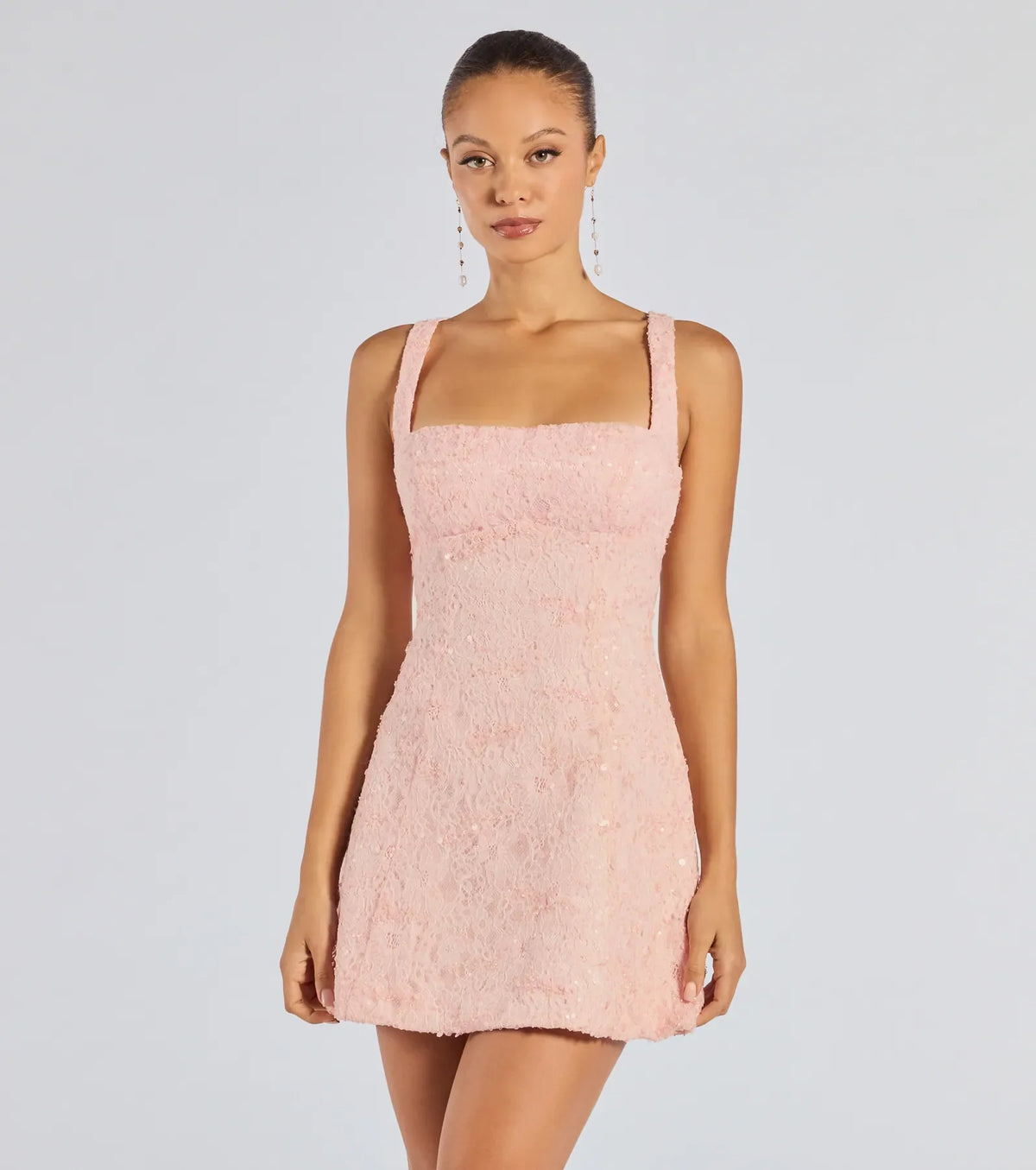 Windsor Clarice Women's Sequin Beaded Lace A-Line Mini Dress
