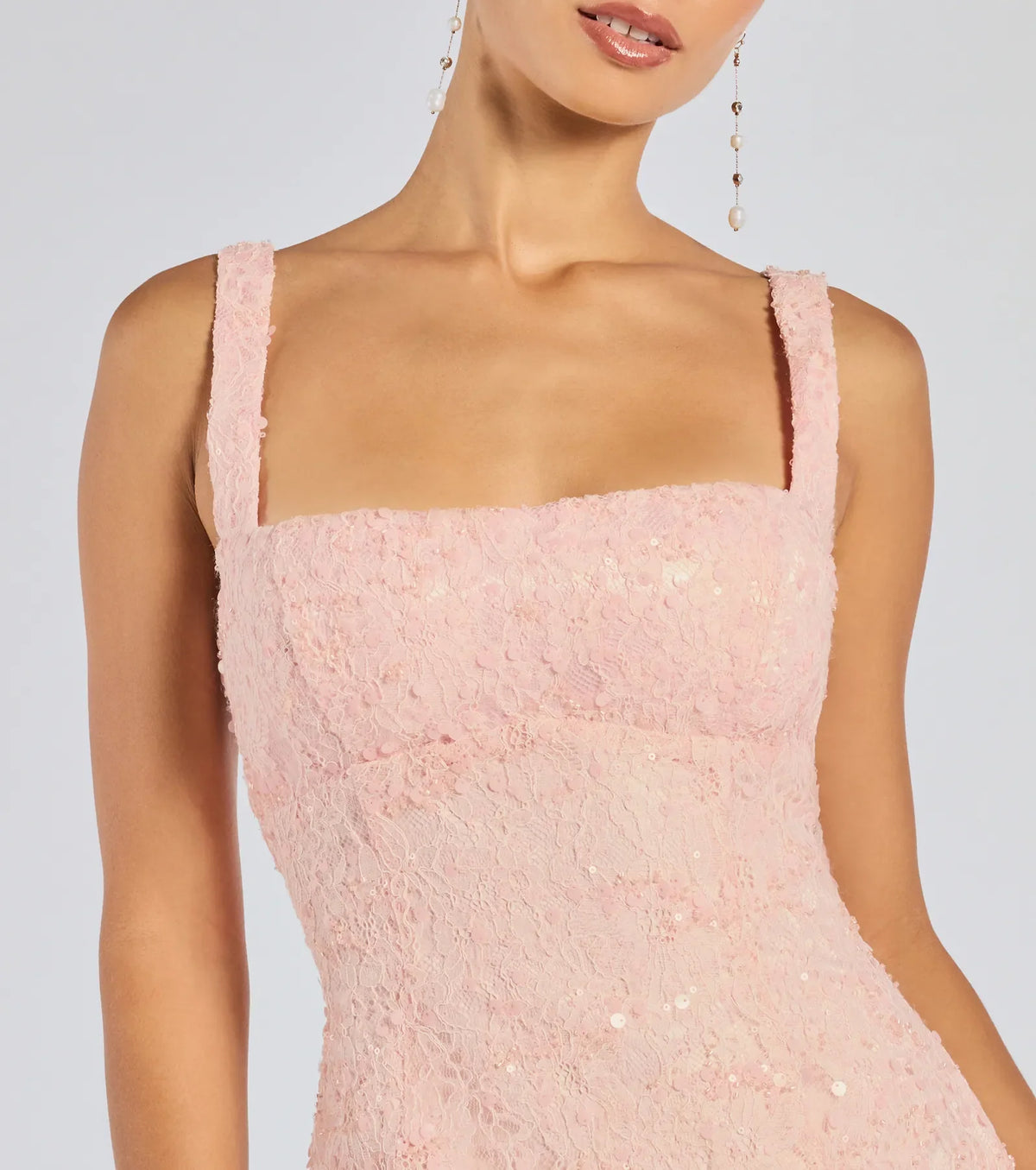 Windsor Clarice Women's Sequin Beaded Lace A-Line Mini Dress