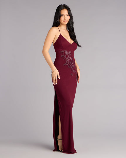Windsor Adriane Beaded Floral Lace-Up Women's Maxi Dress