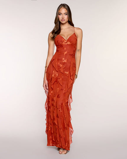 Windsor Camila Floral Lace Ruffle Women's Formal Dress