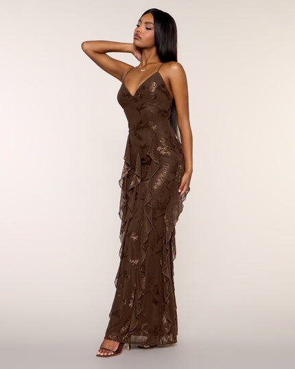 Windsor Camila Floral Lace Ruffle Women's Formal Dress