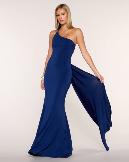 Windsor Yvette Women's One-Shoulder Train Mermaid Formal Dress