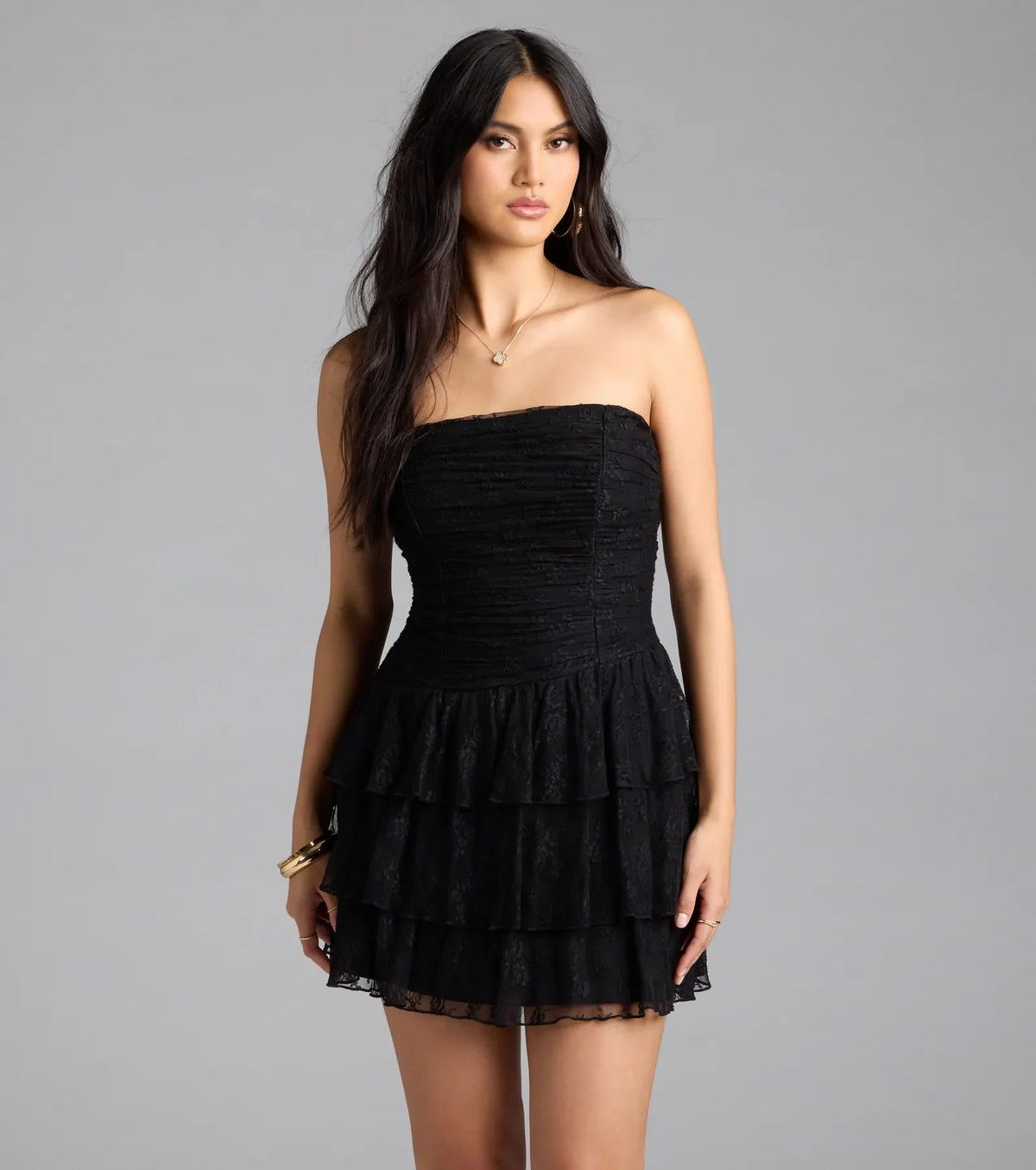 Windsor Lovely Nights Women's Strapless Lace Skater Dress