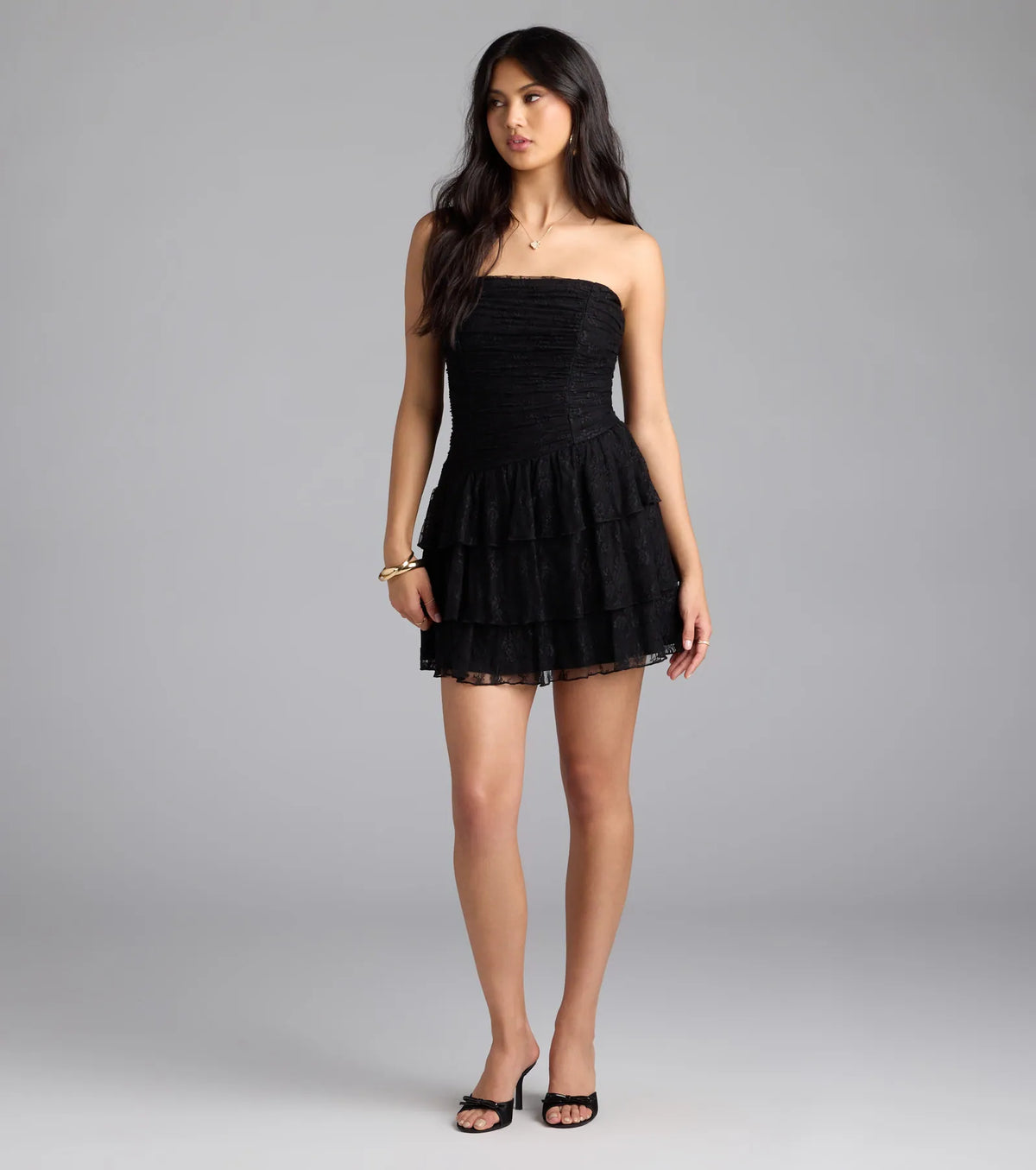 Windsor Lovely Nights Women's Strapless Lace Skater Dress