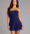 Windsor All About the Flirt Women's Strapless Ruffle Mini Dress