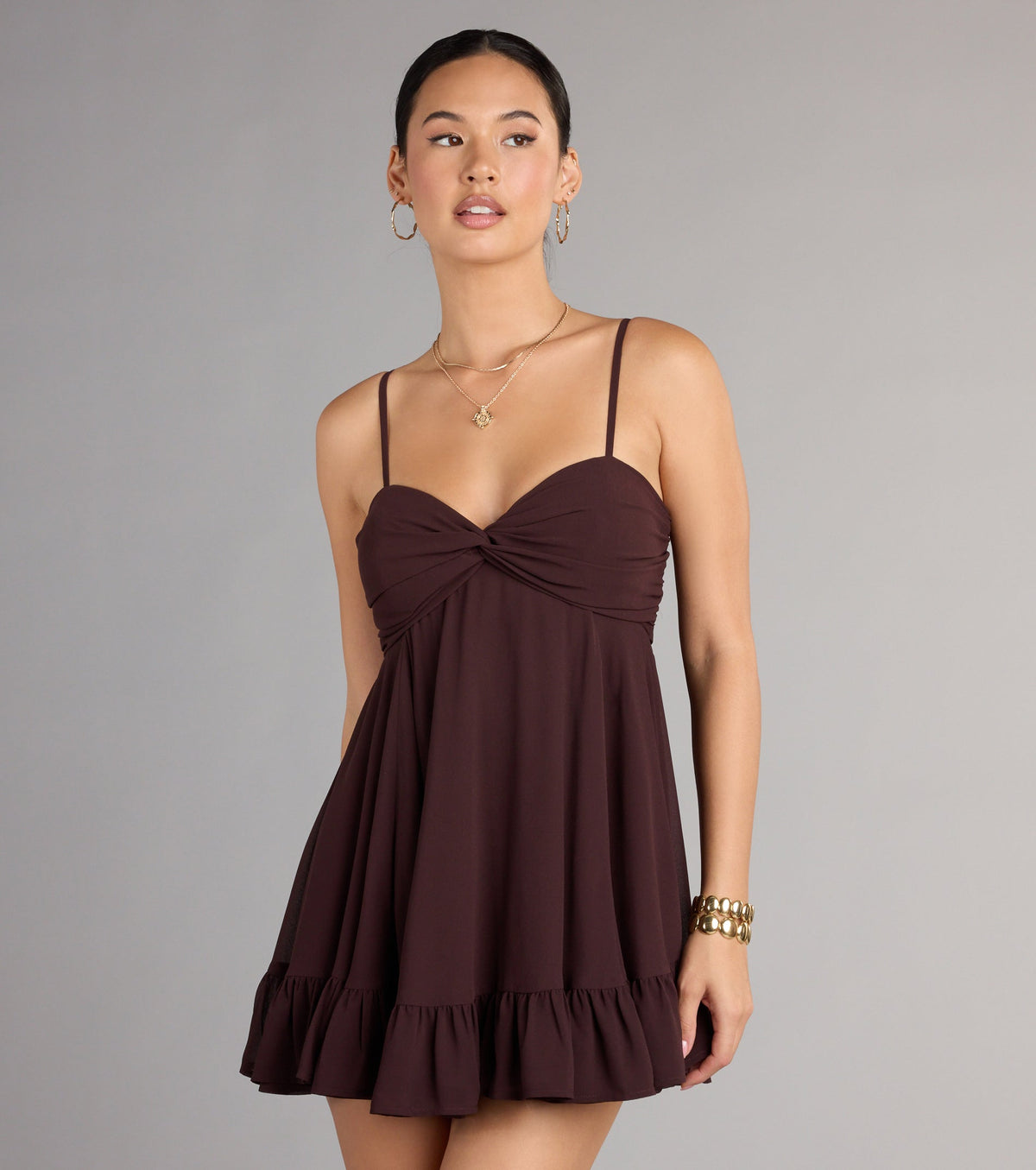 Windsor Perfectly Pretty Women's Tie Back Chiffon Babydoll Dress