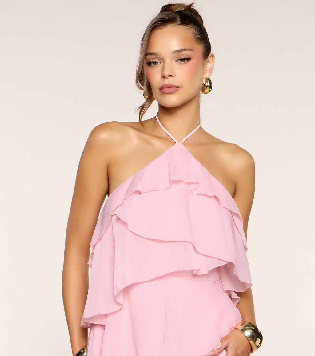 Windsor Rosé Season Women's Ruffle Mini Dress