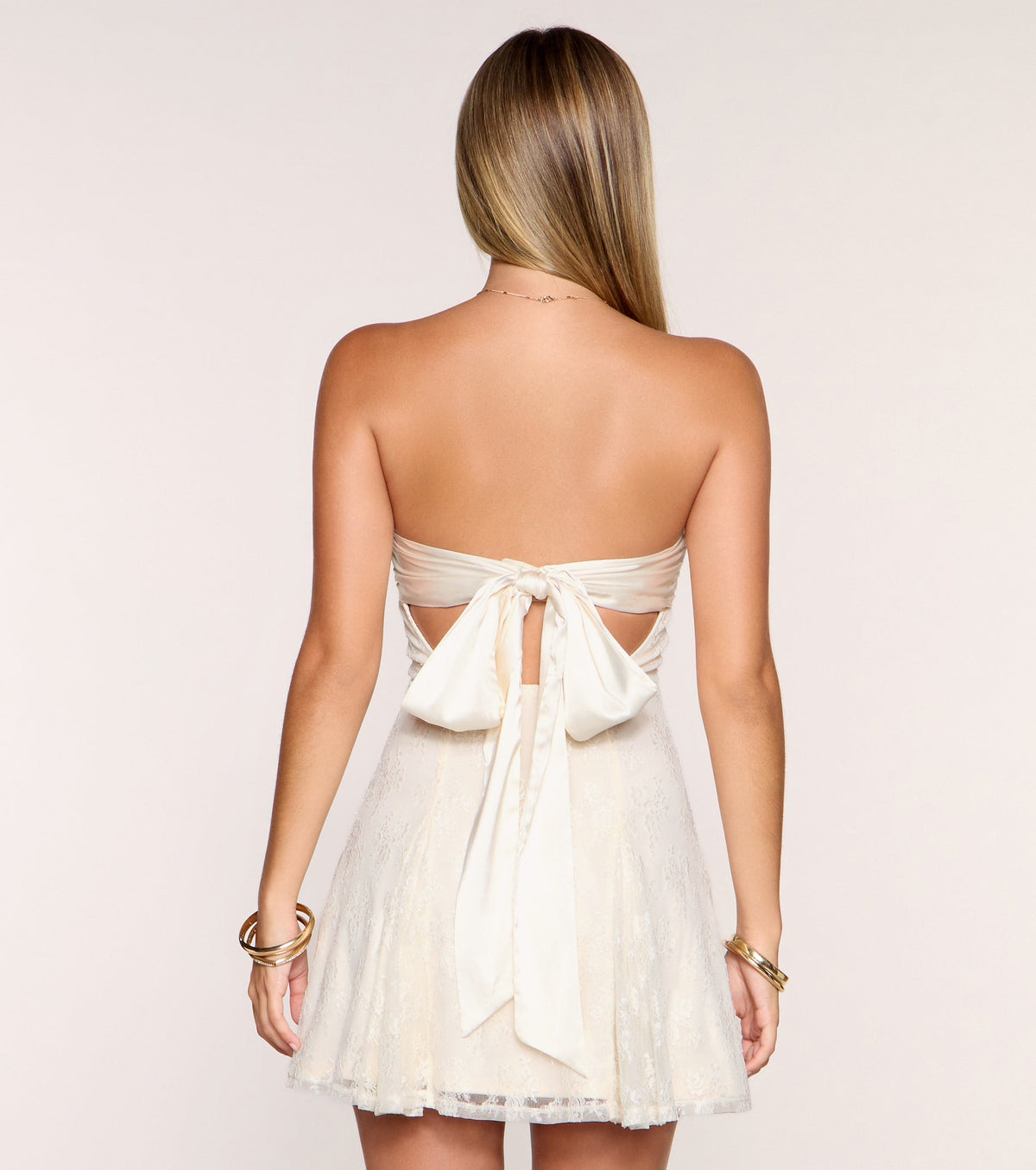 Windsor Bow Theory Women's Lace Tie-Back A-Line Mini Dress