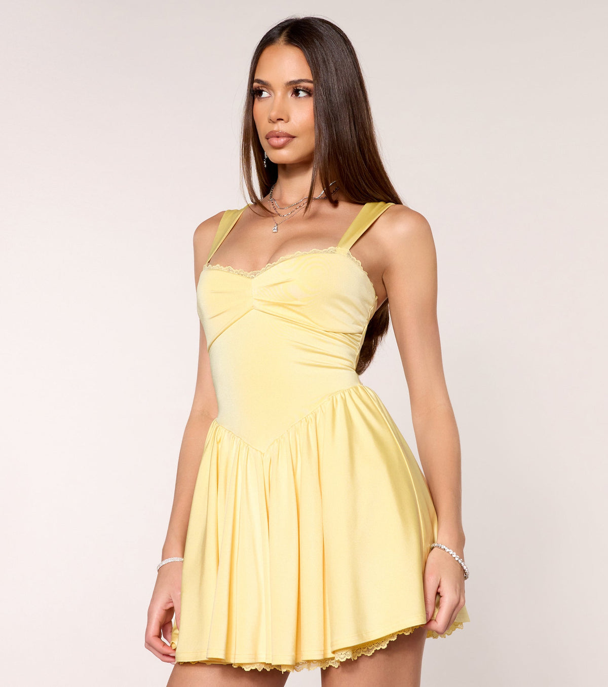 Windsor Glam Drop Women's Lace-Trim A-Line Mini Dress