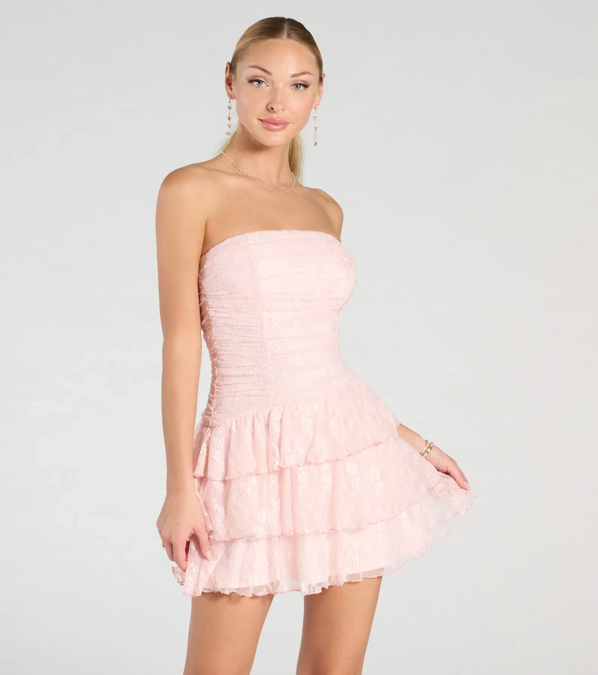 Windsor Lovely Nights Women's Strapless Lace Skater Dress