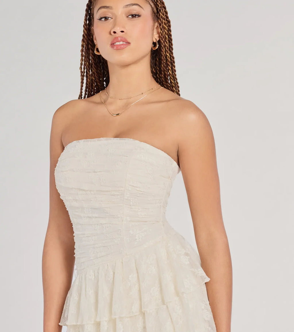 Windsor Lovely Nights Women's Strapless Lace Skater Dress
