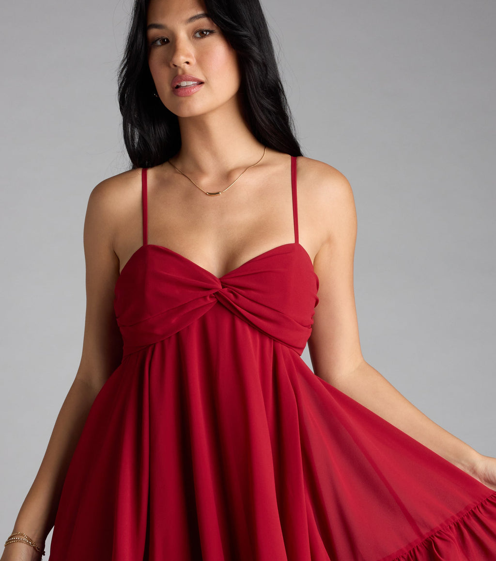 Windsor Perfectly Pretty Women's Tie Back Chiffon Babydoll Dress