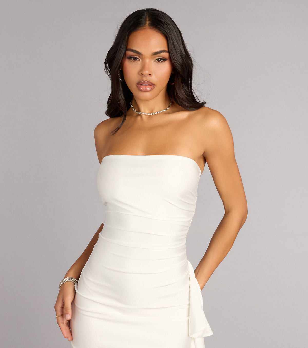 Windsor Ruffle Agenda Women's Tube Bodycon Mini Dress