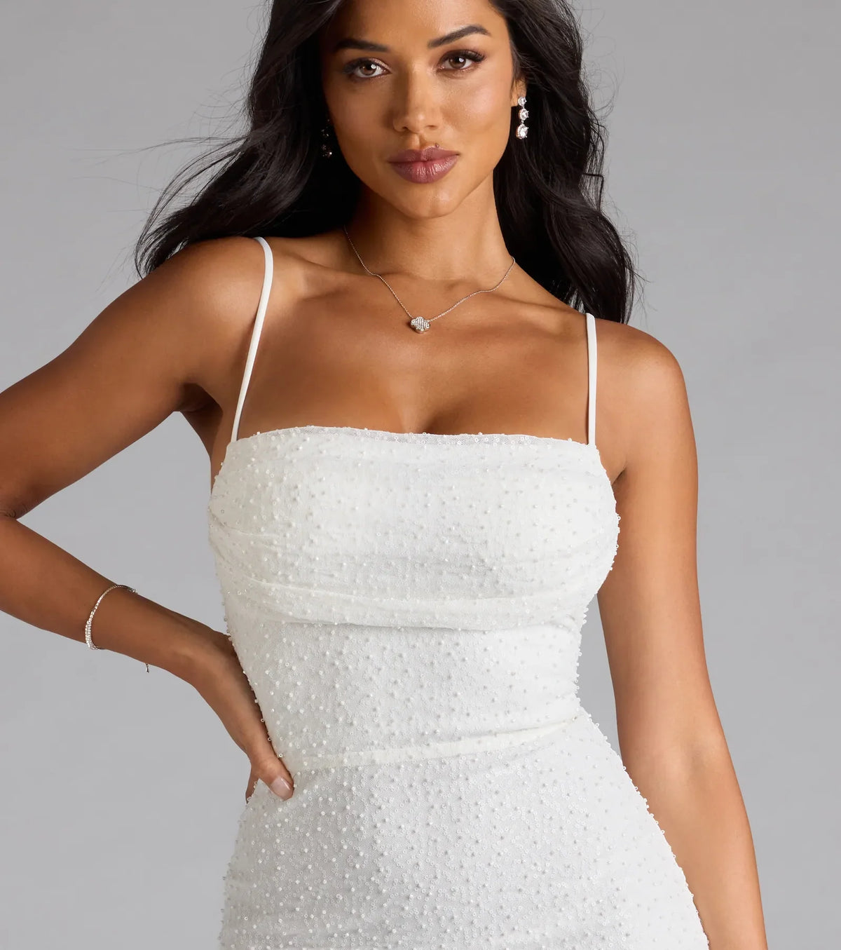 Windsor Forever Dazzling Women's Lace-Up Sequin Bead Mini Dress