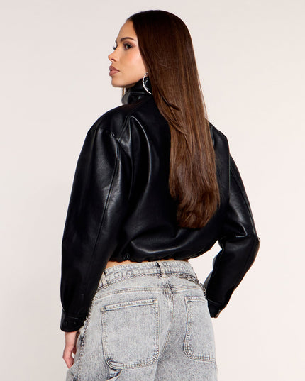 Windsor Zip It Women's Faux Leather Funnel Neck Jacket