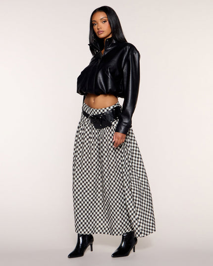 Windsor Pattern Play Women's Gingham Plaid A-Line Maxi Skirt