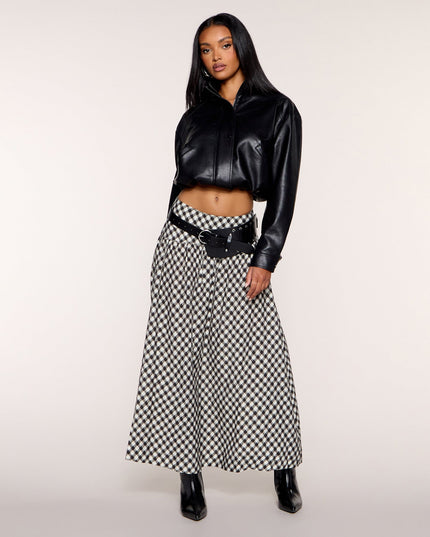 Windsor Pattern Play Women's Gingham Plaid A-Line Maxi Skirt