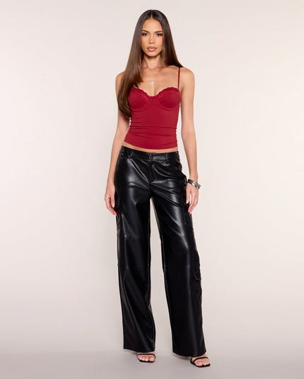 Windsor Utility Mode Women's Faux Leather Low-Rise Cargo Pants